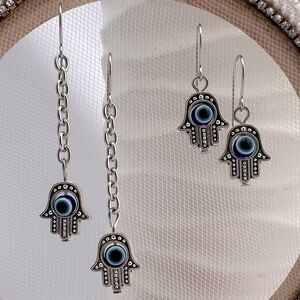 hamsa Evil Eye Stainless Steel Earrings